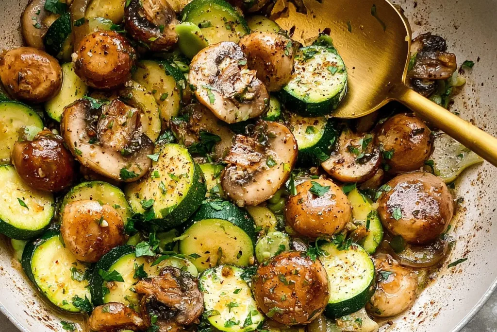 Delicious Skillet Zucchini and Mushrooms in a Pan