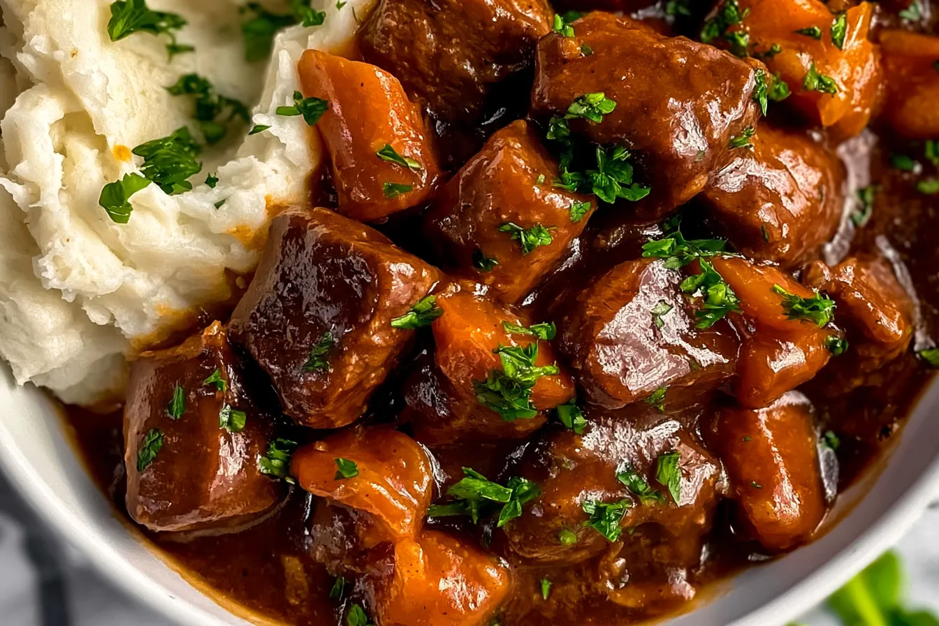 Slow Cooker Beef Tips and Gravy 
