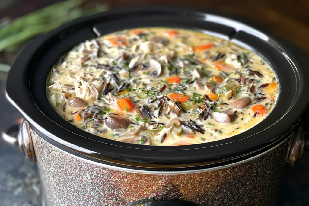 Delicious Slow Cooker Chicken and Wild Rice Soup
