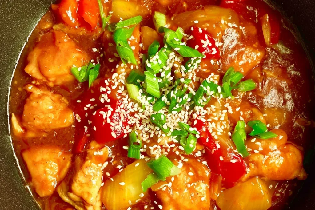Delicious Slow Cooker Sweet and Sour Chicken {Easy Fakeaway}