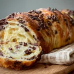 Sourdough Chocolate Chip Croissant Bread Fresh Out of the Oven
