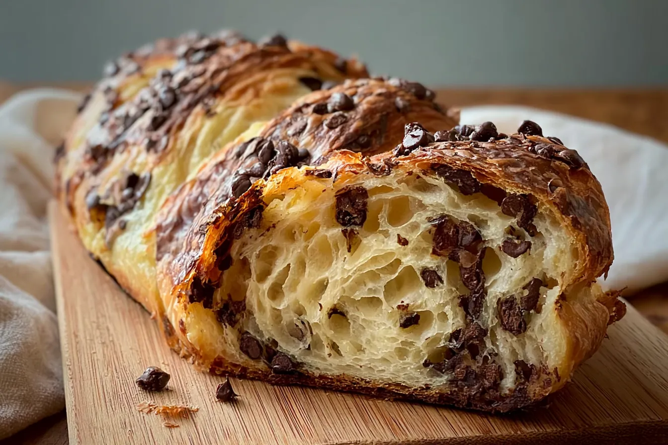 Sourdough Chocolate Chip Croissant Bread 