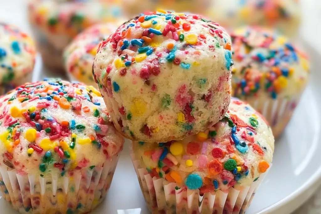 Sprinkle Birthday Cake Muffins Freshly Baked