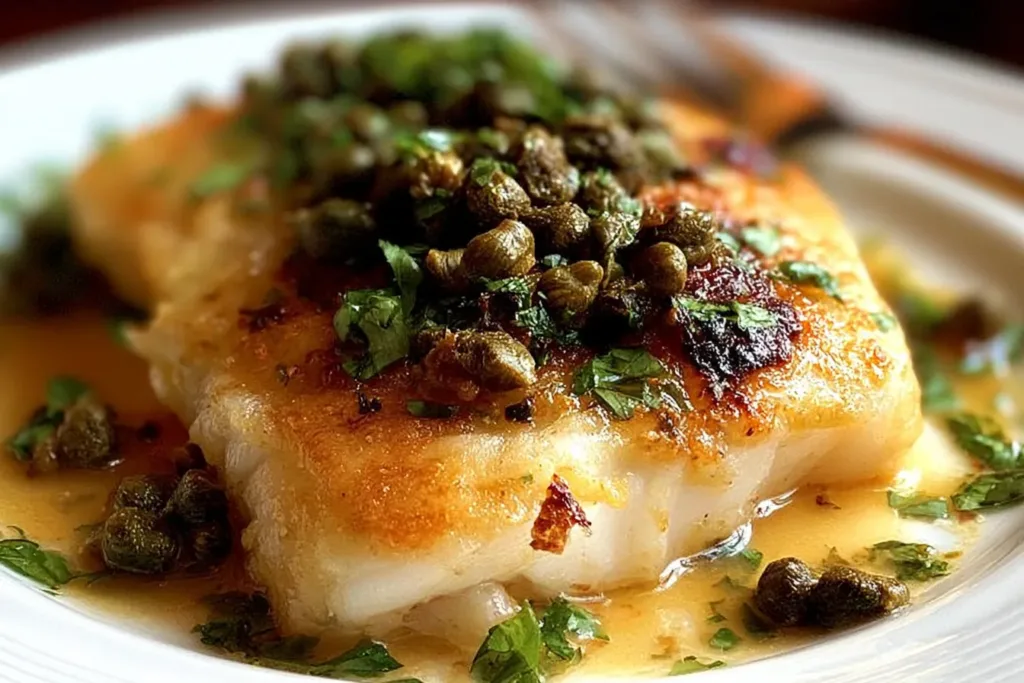 Delicious Cod Piccata on a Plate