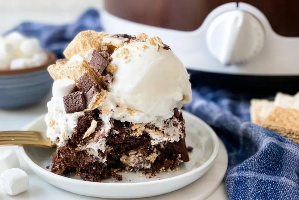 The Best Crockpot S’mores Cake Freshly Made