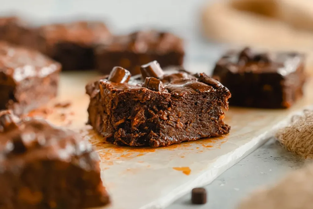 The BEST Fudgy Flourless Sweet Potato Brownies Plated
