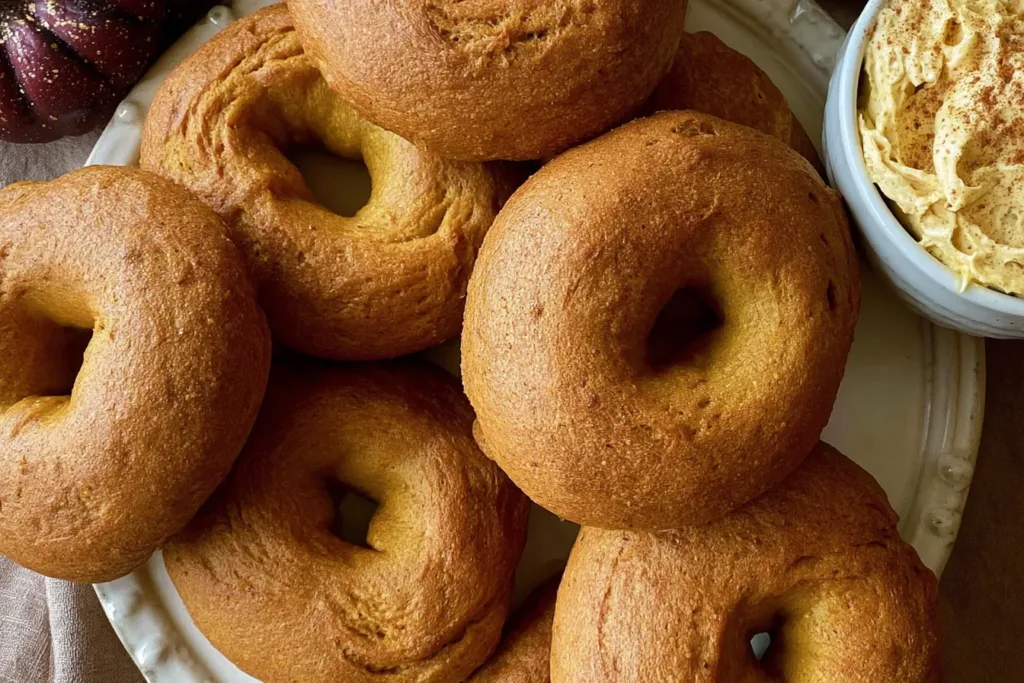 The Best Pumpkin Sourdough Bagels with Pumpkin Spice Cream Cheese