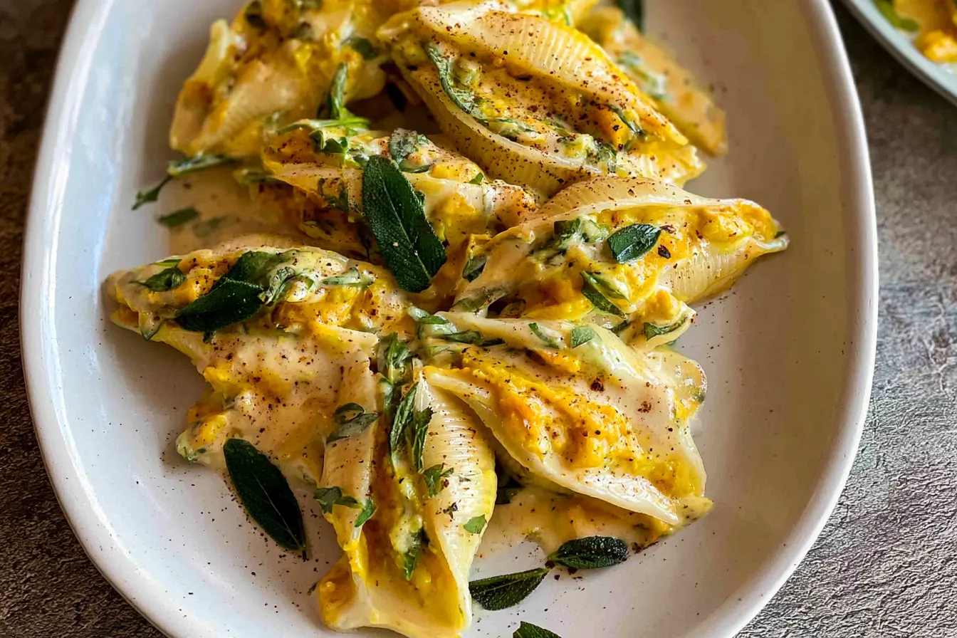 Vegan Pumpkin Ricotta Stuffed Shells 