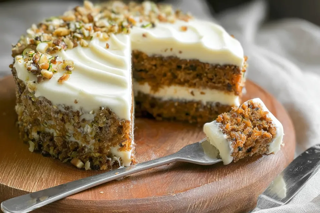 Zucchini Cake with Cream Cheese Frosting Slice