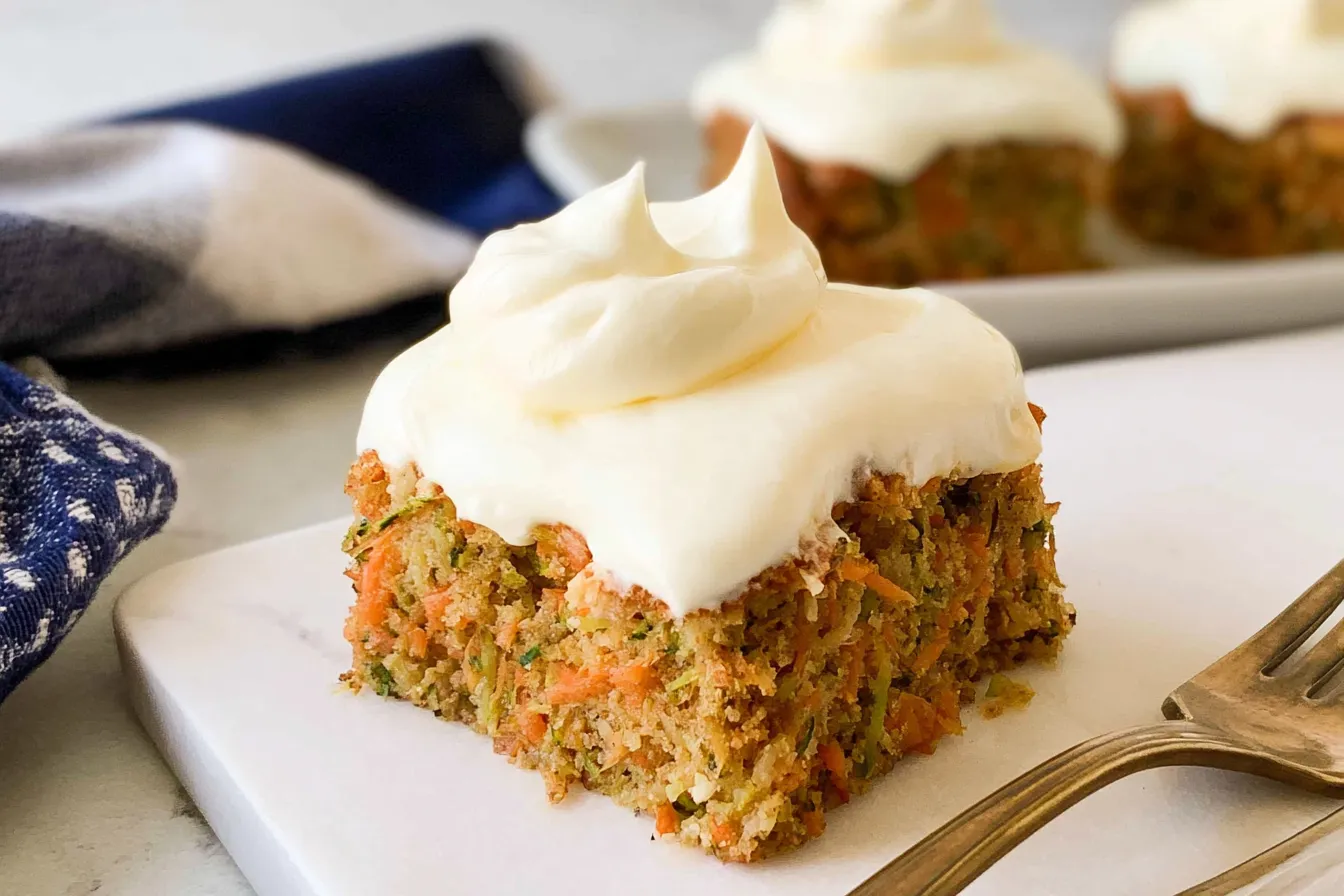 Zucchini Carrot Bars with Lemon Cream Cheese Frosting 