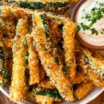 Crispy Zucchini Fries Served with Dipping Sauce