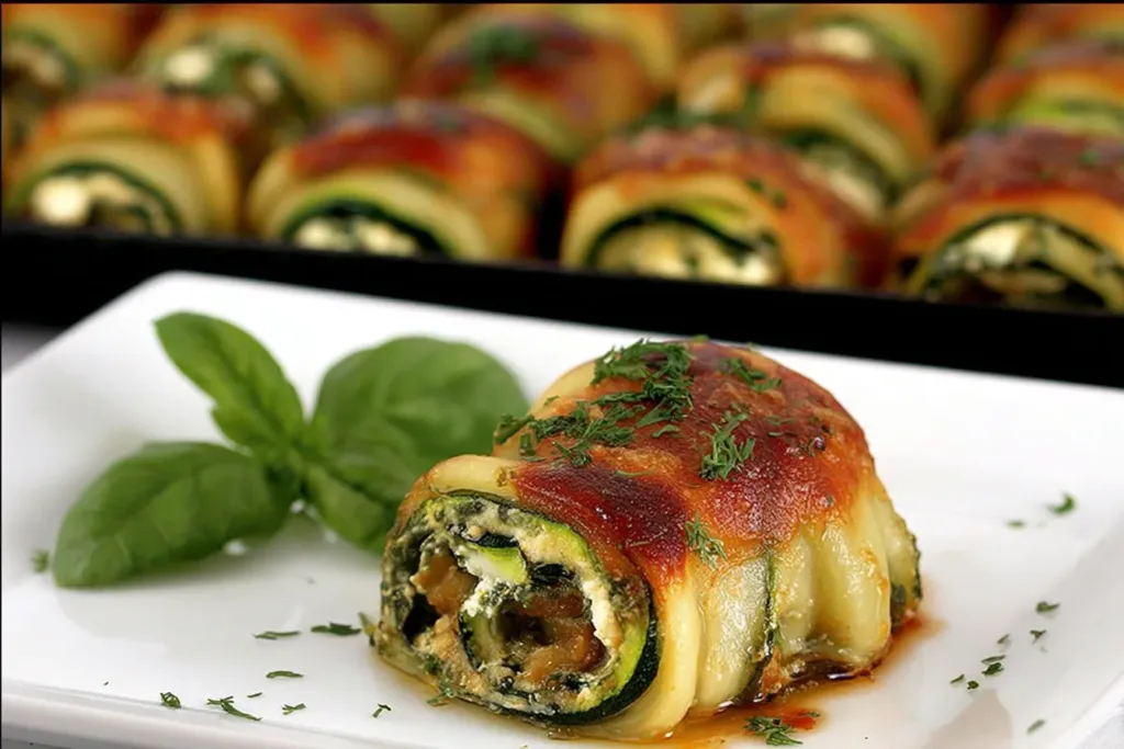 Zucchini Rollatini Plated with Fresh Herbs