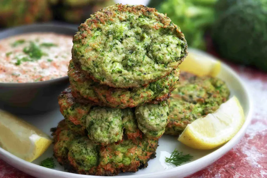 Air Fryer Broccoli Fritters Freshly Cooked