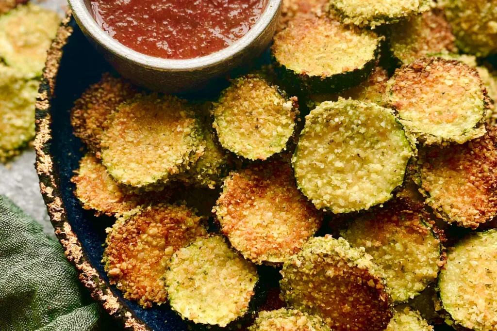 Air Fryer Crispy Parmesan Zucchini Chips Ready to Serve