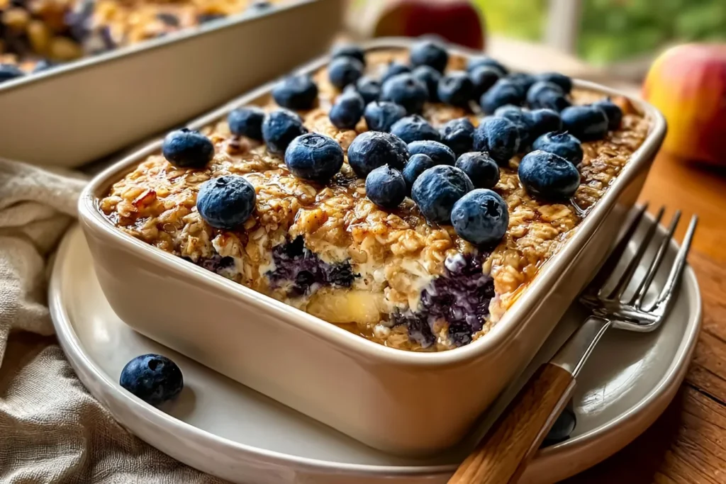 Apple Blueberry Cottage Cheese Baked Oats - Delicious Breakfast