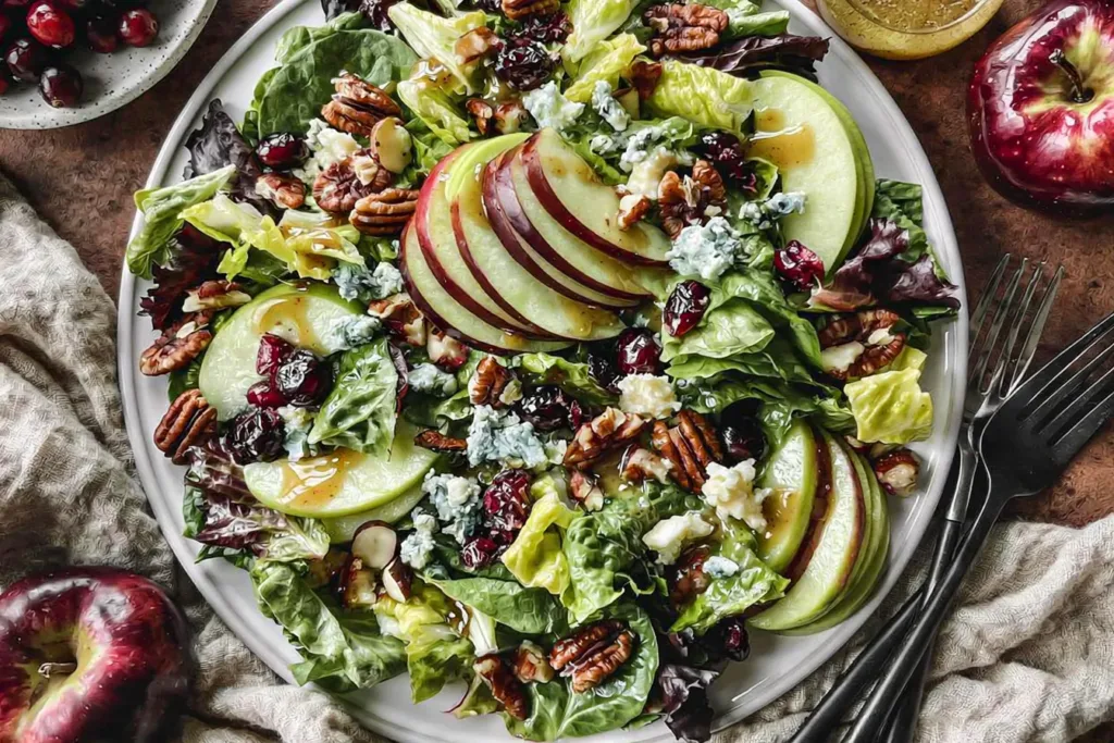 Apple Cranberry Salad With Maple Dijon Dressing Plated