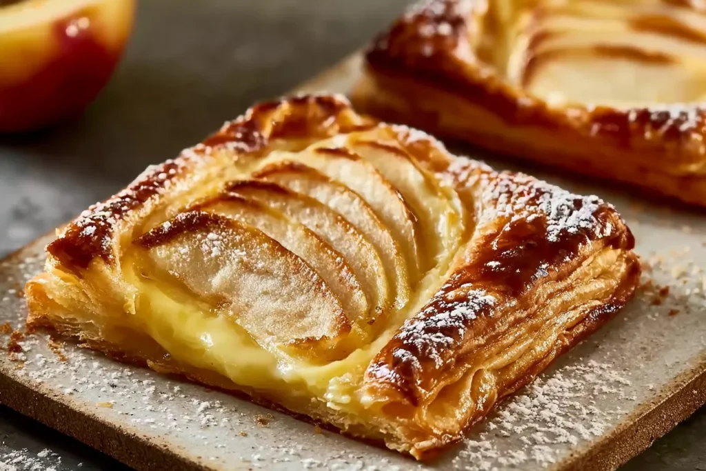 Apple Puff Pastry Tart with Vanilla Custard: A Delicious Delight 3 Sliced Apple Puff Pastry Tart with Vanilla Custard