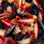Autumn Fruit Salad in a Wooden Bowl