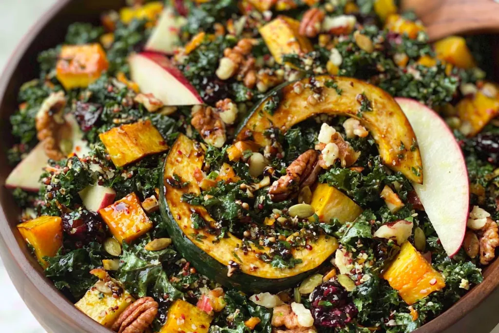 Autumn Kale Salad with Maple Balsamic Vinaigrette Platter