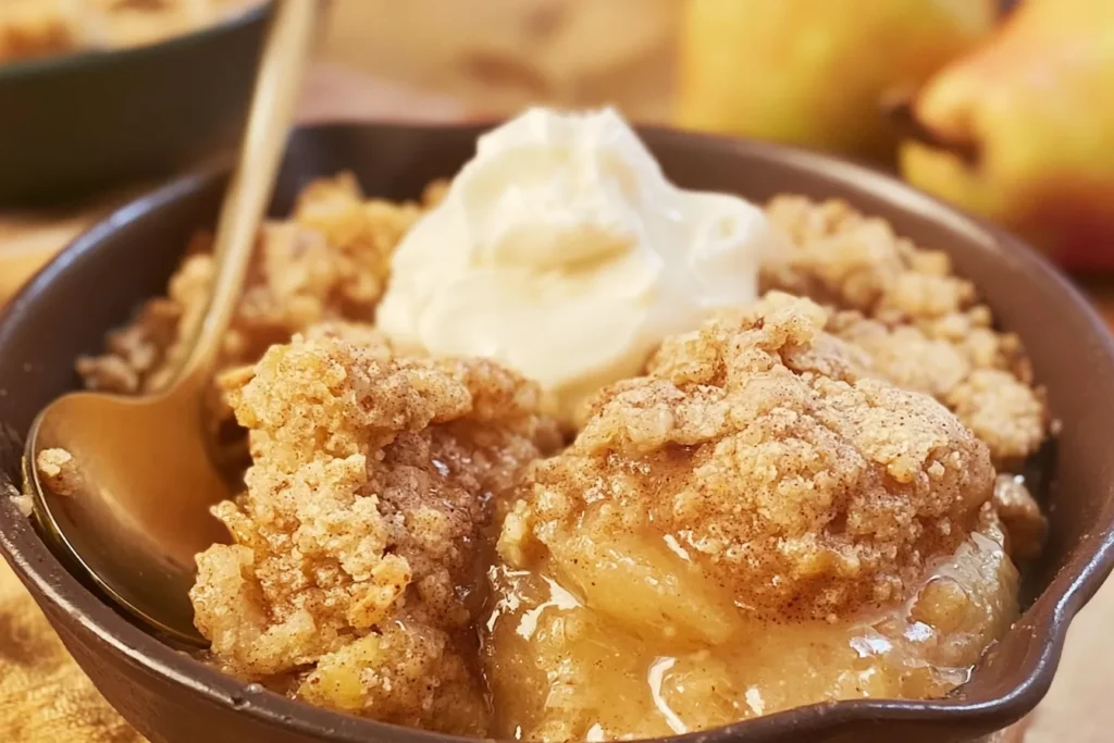 Delicious Autumn Spice Pear Cobbler Fresh from the Oven