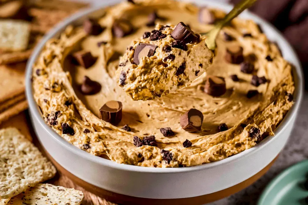 Buckeye Dip in a Bowl with Fresh Strawberries