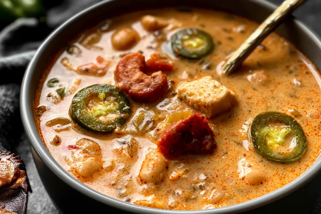 Cajun White Chicken Chili in a Bowl