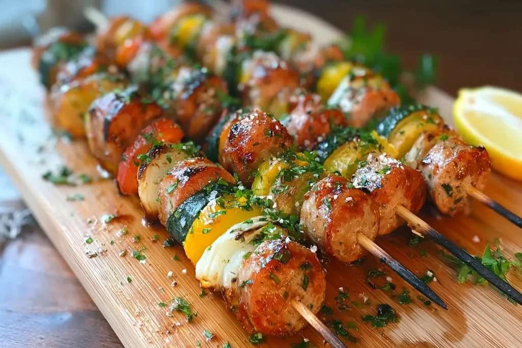 Chicken Apple Sausage Skewers on the Grill