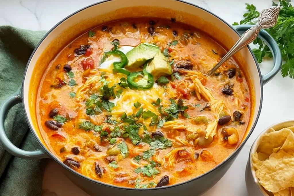 Hearty Chicken Enchilada Soup in a Bowl