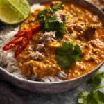 Delicious Chicken Satay Curry (Malaysian) Served Hot