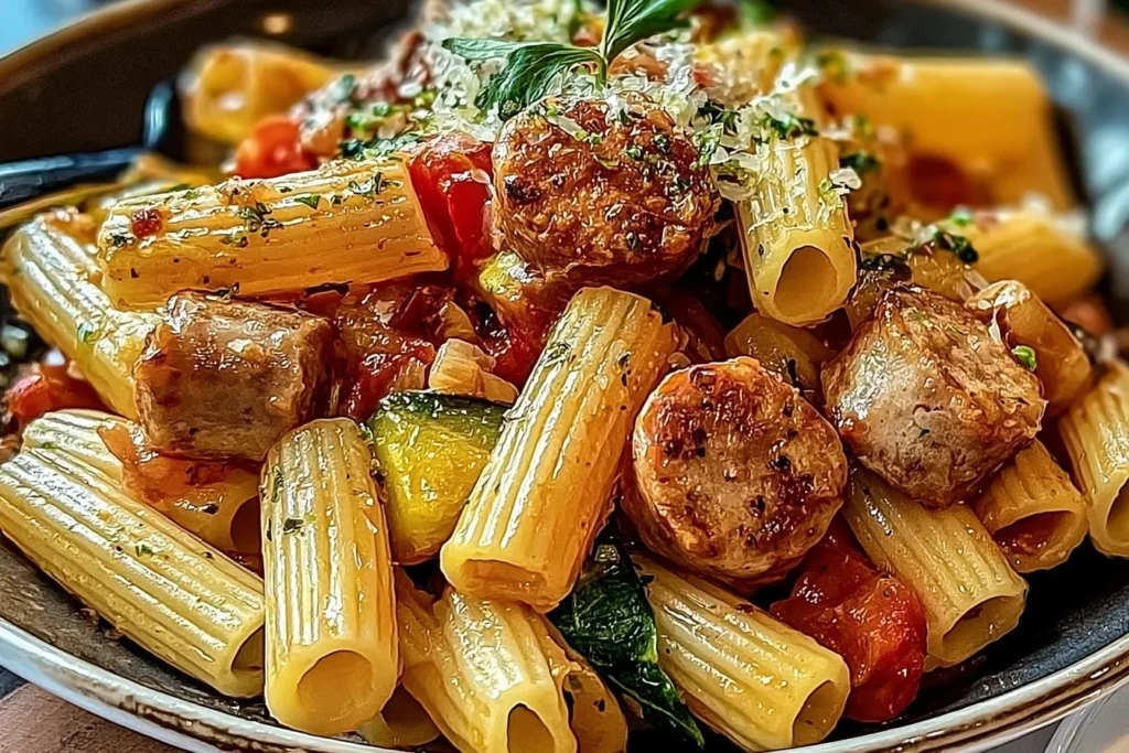 Delicious Chicken Sausage Pasta in a Bowl