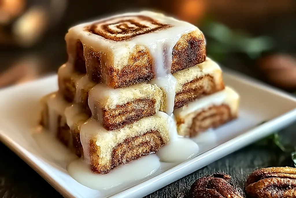 Delicious Cinnamon Roll Bars Fresh from the Oven