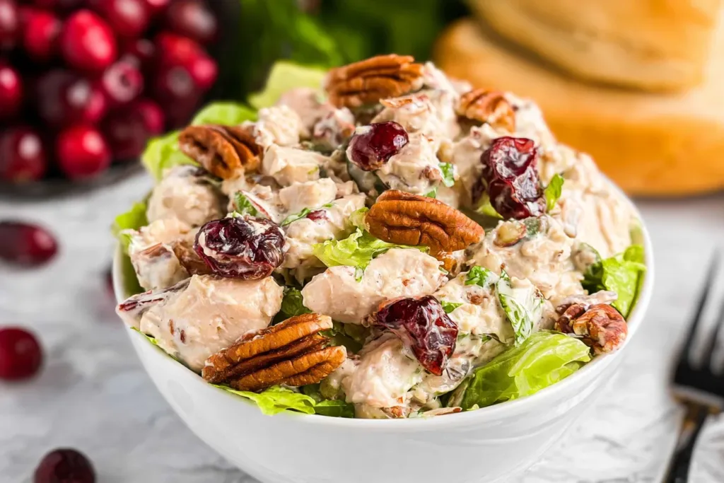 Cranberry Pecan Chicken Salad: A Deliciously Fresh Delight 3 Cranberry Pecan Chicken Salad in a Bowl