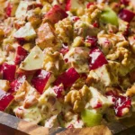Creamy Cinnamon Apple and Walnut Fruit Salad Close-Up