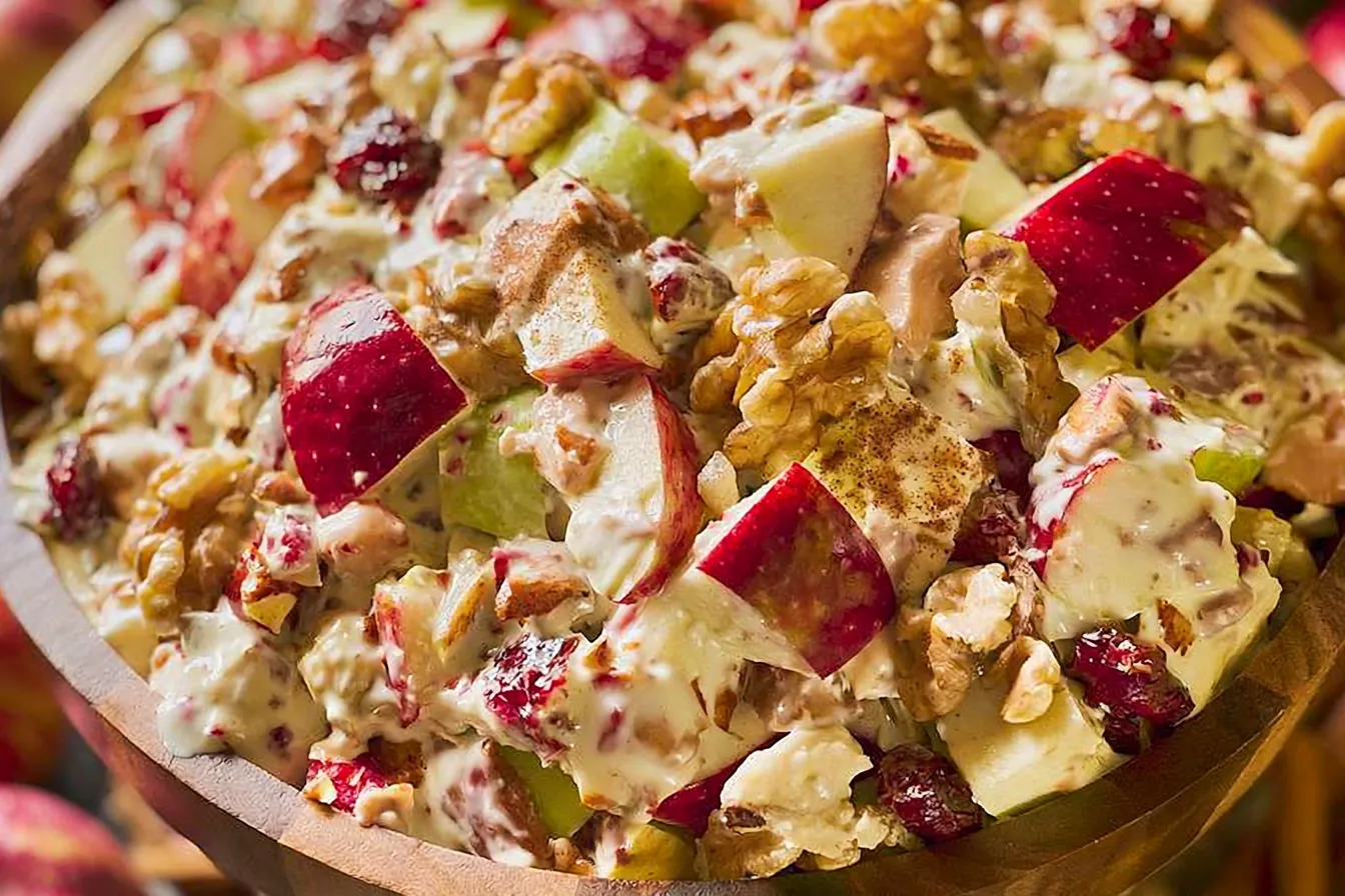 Creamy Cinnamon Apple and Walnut Fruit Salad 