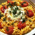 Creamy Roasted Tomato Orzo with Whipped Feta in a Bowl