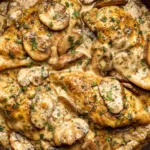 Creamy White Wine Mushroom Chicken Served in a Bowl