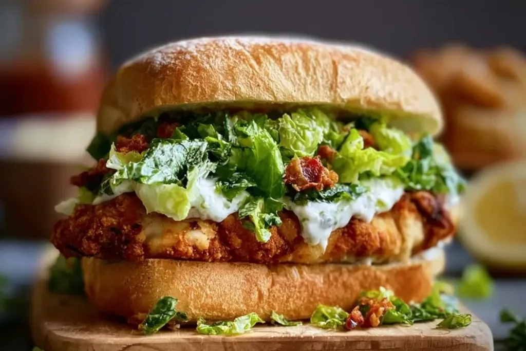 Crispy Chicken Caesar Sandwich: A Flavorful Delight Awaits! 3 Crispy Chicken Caesar Sandwich on Toasted Bread
