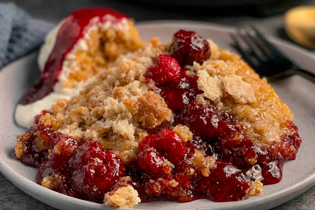 Delicious Crockpot Cherry Cobbler Ready to Serve