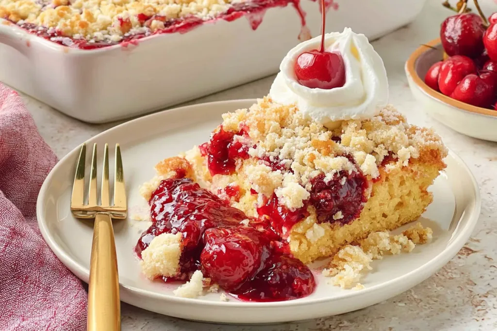 Easy Cherry Dump Cake Ready to Serve