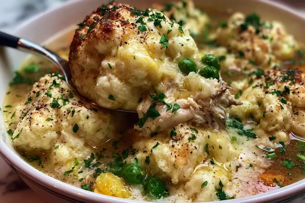 Hearty Easy Chicken and Dumplings in a Bowl