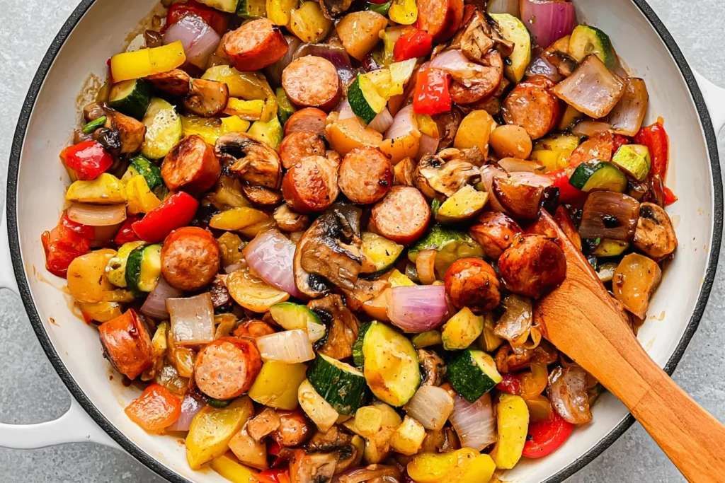Colorful Easy Chicken Apple Sausage Stir Fry