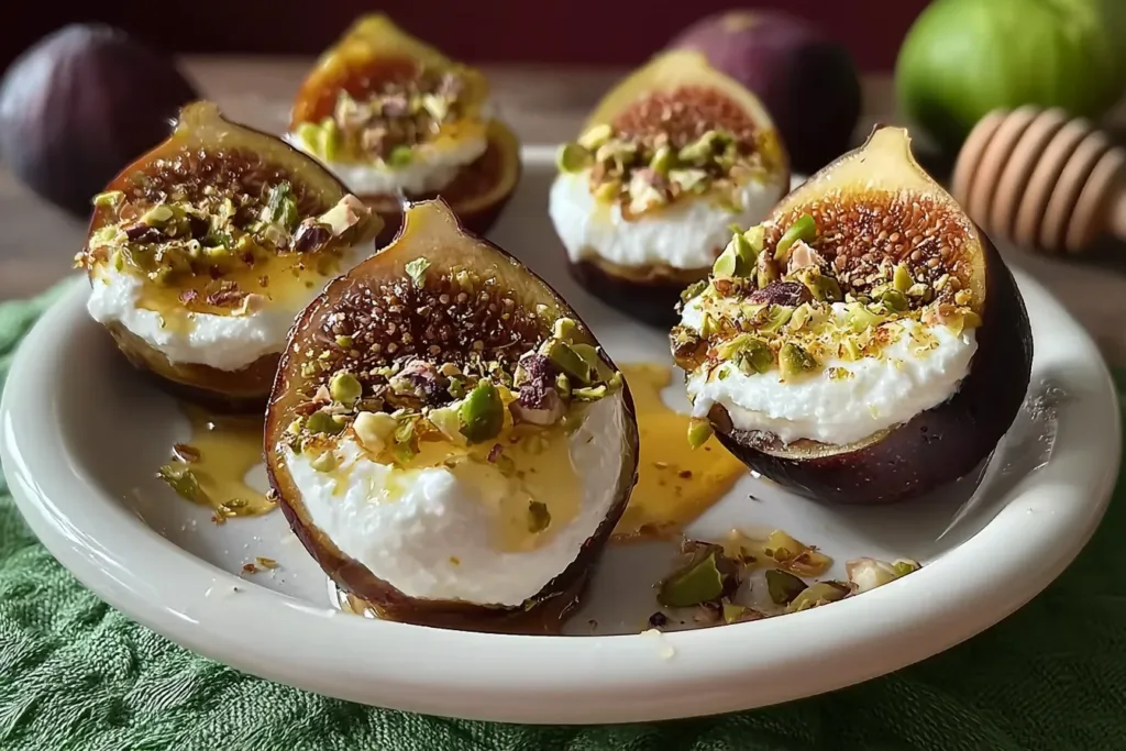 Easy Figs with Ricotta, Pistachios, and Honey Plated