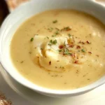 Easy Pear Potato Soup in a Bowl with Fresh Herbs