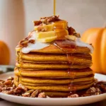 Fluffy Pumpkin Pancakes: A Fall Delight You'll Love 5 Fluffy Pumpkin Pancakes Stacked with Maple Syrup