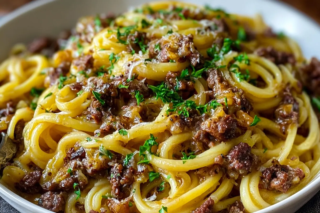 Garlic Butter Beef Pasta 