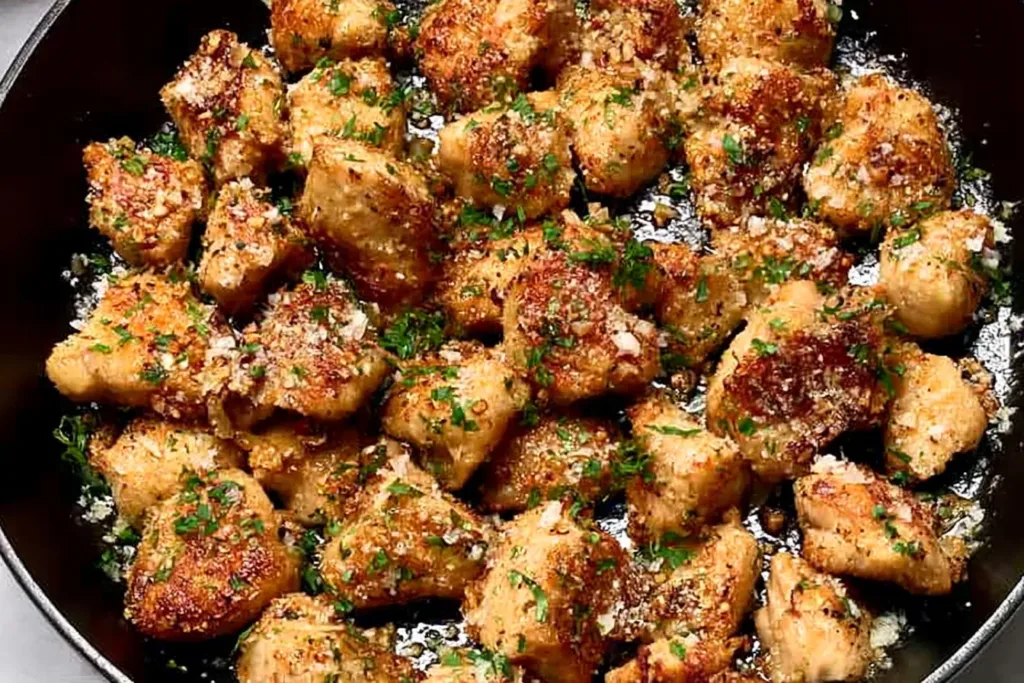 Delicious Garlic Parmesan Chicken Bites on a Platter