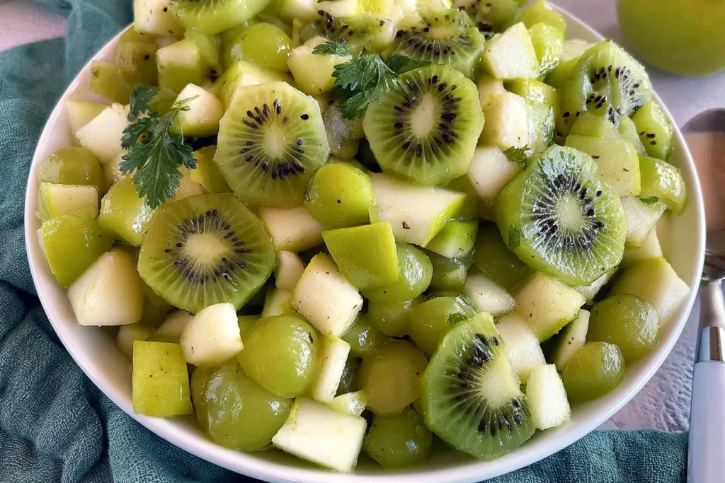Colorful Green Fruit Salad with Kiwi and Melon