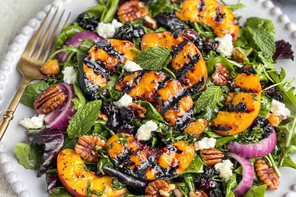 Grilled Peach Salad: A Refreshing Summer Delight 3 Grilled Peach Salad with Arugula and Goat Cheese