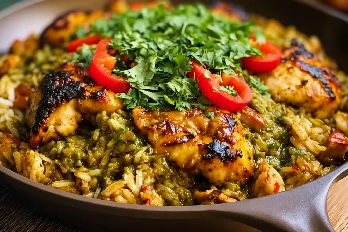 Hatch Chili Chicken and Rice Skillet Easy Recipe with Simple Ingredients