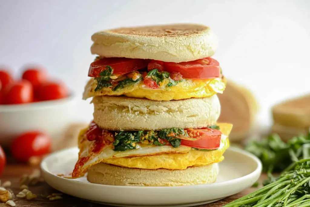 Healthy Breakfast Sandwich (make ahead recipe) on a Plate